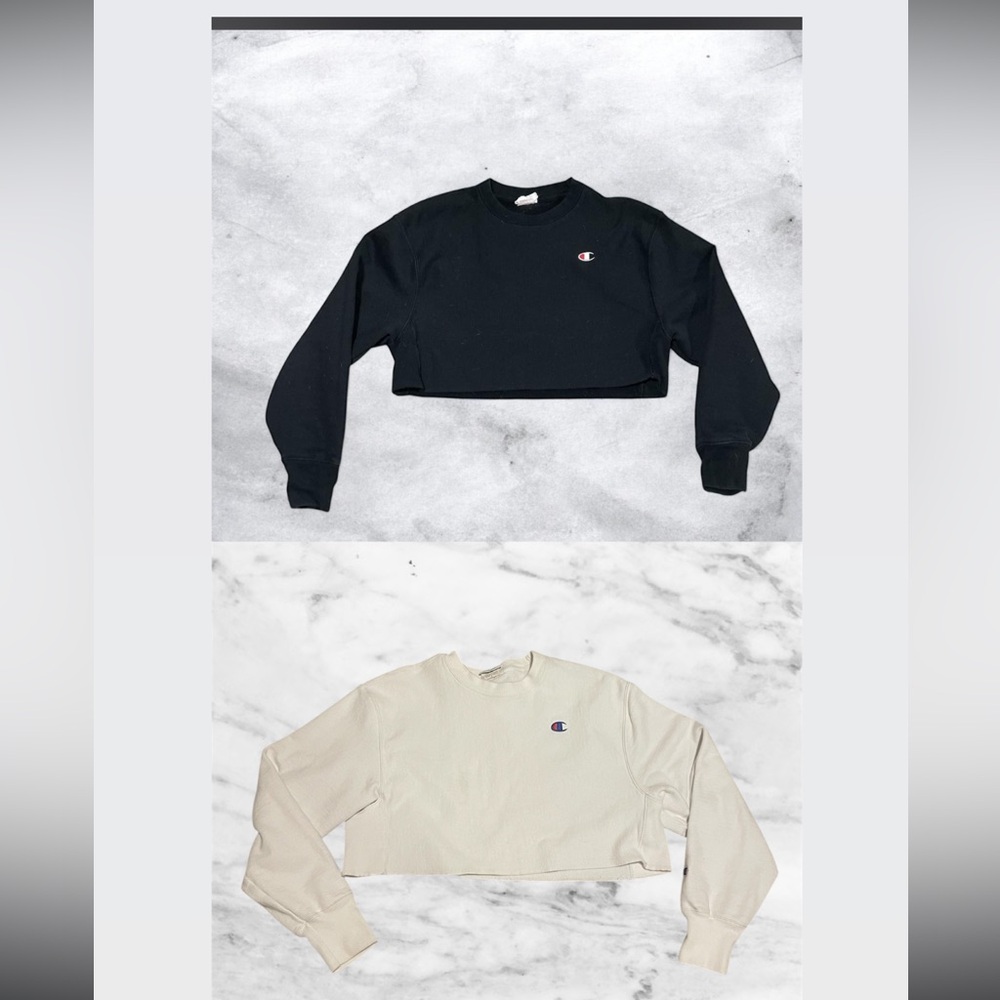 Bundle of 2 Champion Reverse Weave Cropped Sweatshirt – Black/white – s/m